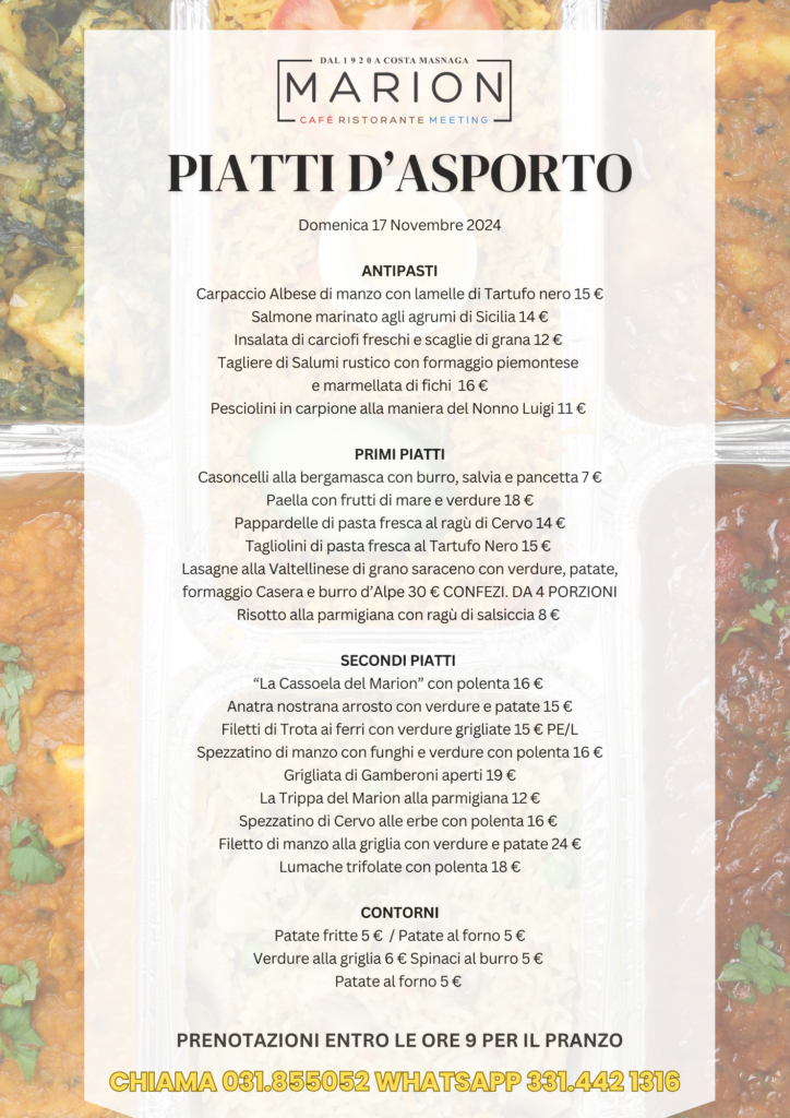 PIATTI D'ASPORTO DOMENICA 